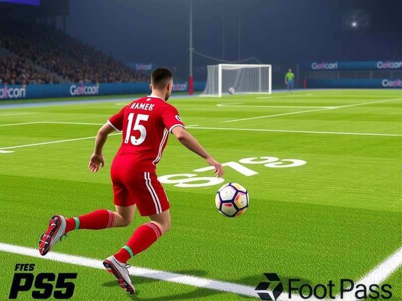eFootball 2025 PS5 gameplay screenshot showing realistic ball physics and player collision