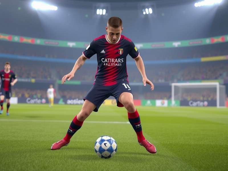 eFootball PES 2026 in-game action showing a stunning visual of a player scoring a goal