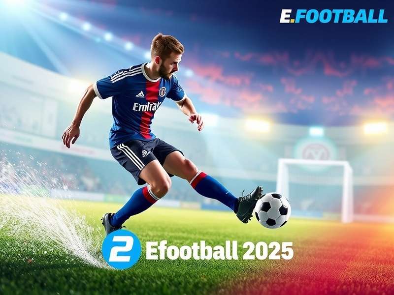 Efootball 2025 Online in-game screenshot showing a stunning visual of a player taking a shot