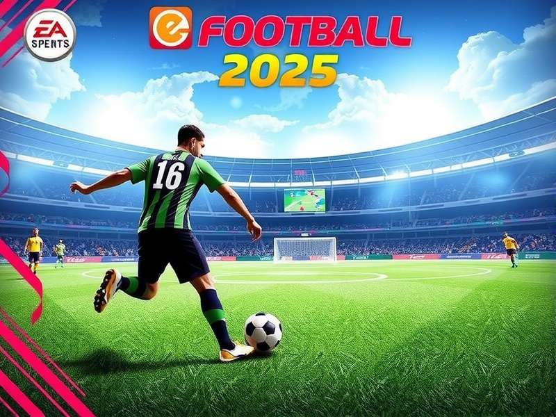 eFootball 2025 gameplay screenshot showing realistic player movement and stadium atmosphere