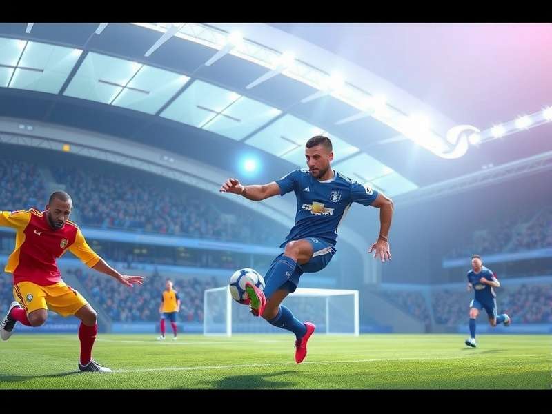 eFootball gameplay screenshot showing a player dribbling