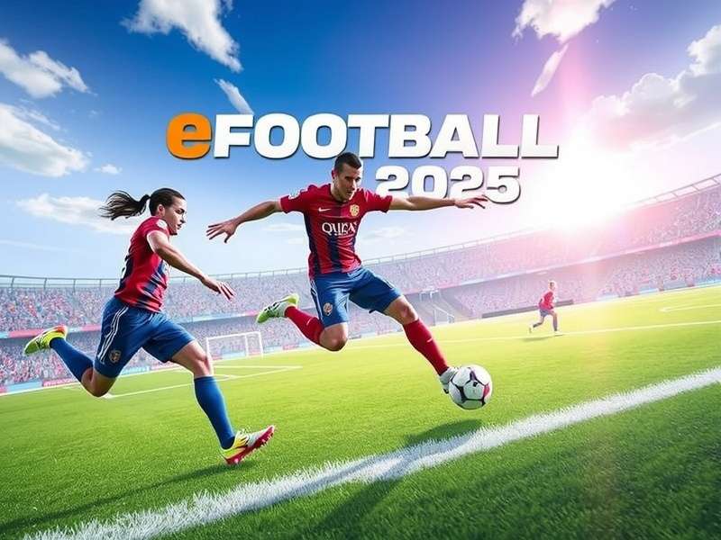 Efootball 2025 gameplay screenshot showing realistic player models and stadium atmosphere