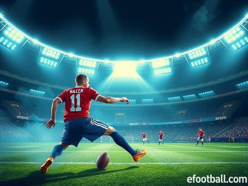 eFootball 2025 gameplay screenshot showing a intense match between FC Barcelona and Manchester United at Camp Nou