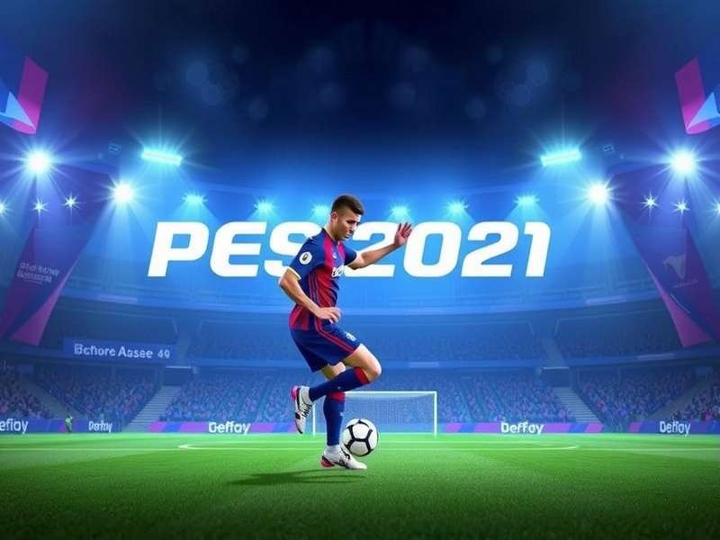 Efootball Pes 2021 Season Update gameplay on a stadium pitch with dynamic lighting