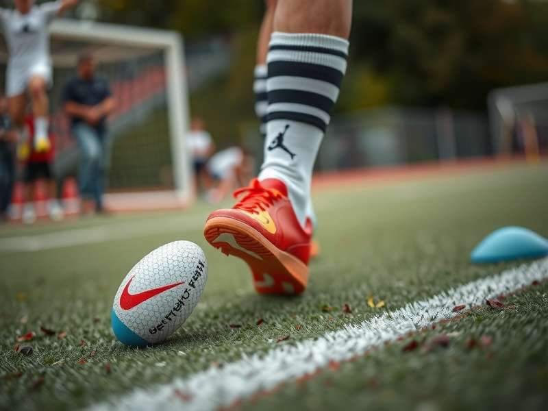 eFootball gameplay action shot featuring a dramatic match moment under floodlights